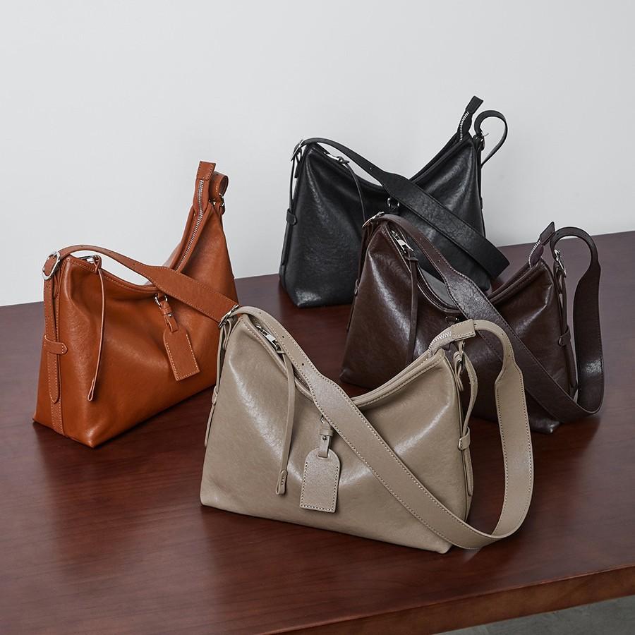 Leather Women'S Bag Lazy Style First Layer Vegetable Tanned Cowhide Tote Bag Large Capacity Shoulder Bag Simple Versatile Messenger Bag