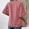 Women's Comfortable Loose Jacquard V-neck Short Sleeved Top for Women Shirt