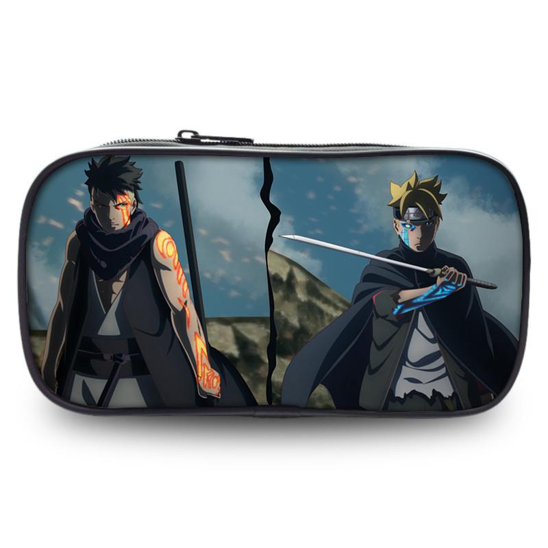 Naruto Boruto Anime Pencil Case Large Capacity Nylon Stationery Organizer For Teens And Students