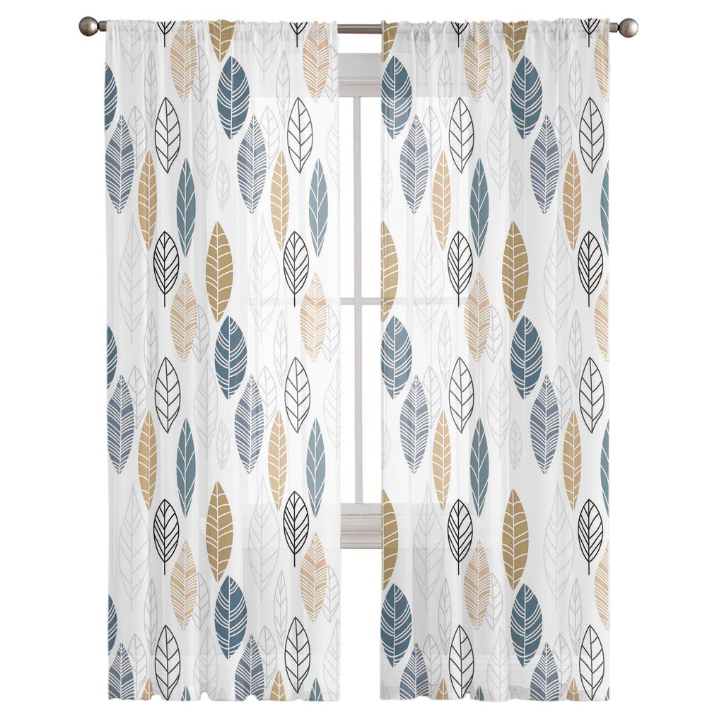 Leaves Modern Curtain For Living Room Transparent Tulle Curtains Window Sheer For The Bedroom Accessories Decor