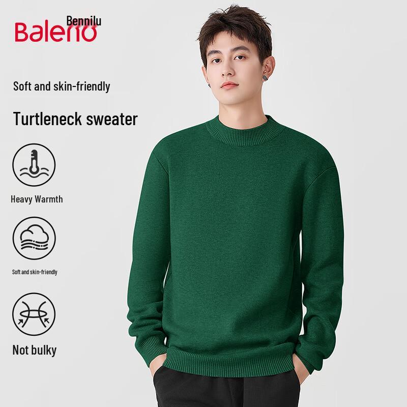 Baleno Men's Loose Fit Warm Semi-High Neck Knit Sweater