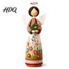 Fine Carving Ornament Vintage Floral Figurine Ornament Hand Carved Flower Angel Statue Decorative Figure with Wings Home Table Decoration for Living