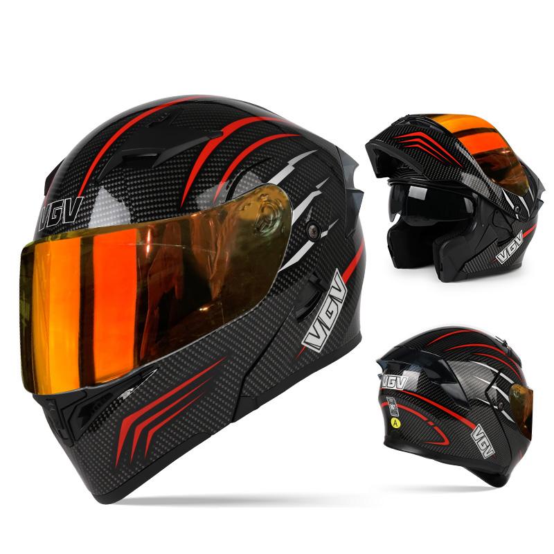 VGV Double Lens flip up helmet Openable motorcycle helmet Various Tinted Lens Sun protection glare and UV rays Modular cycling