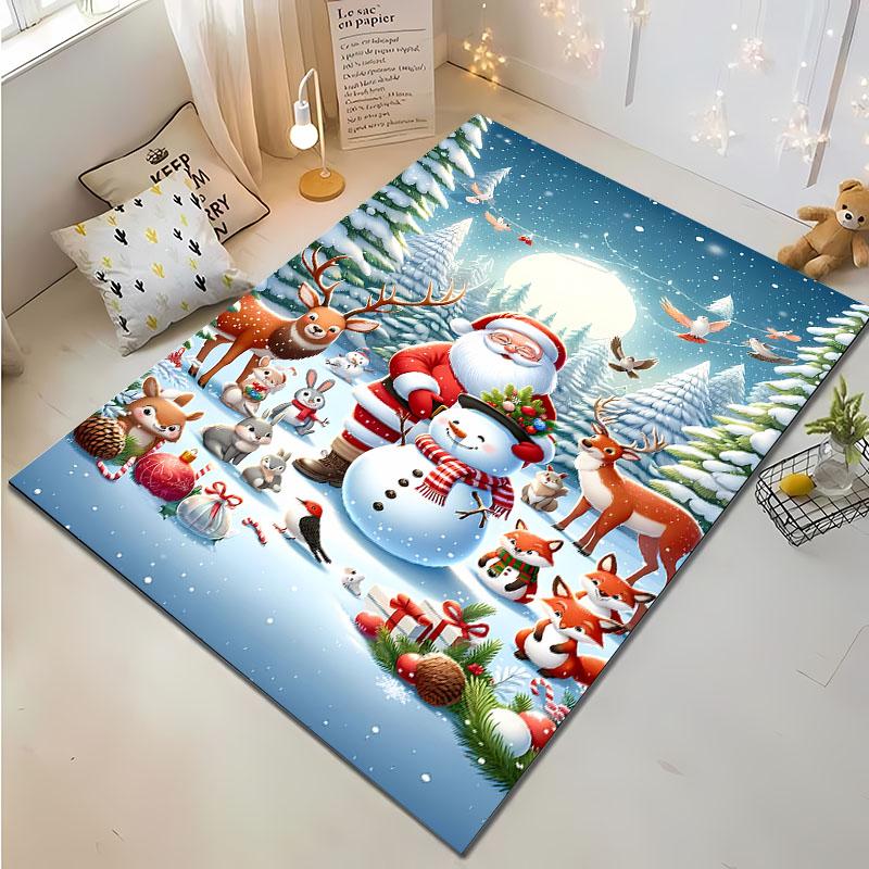 3D Christmas Cartoon Carpet, Living Room Bedroom Home Decor Carpet Garden Lawn Carpet Kitchen Kids Bedroom Mat Christmas Present