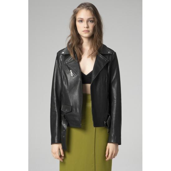 Palton de damă, elegant și confortabil K2165 Jumbo, din piele naturală, de damă