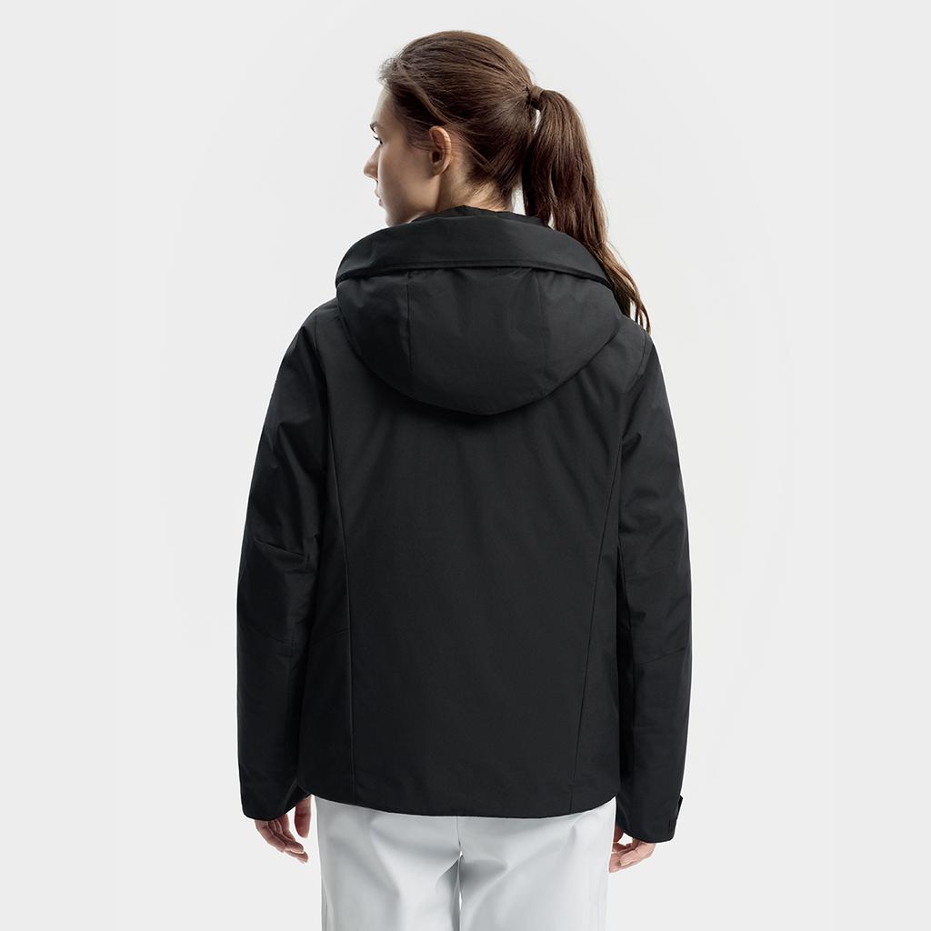 FILA Ski Series Classic Simple Casual Sports Versatile Warm Stain-Resistant Hooded Down Jacket Women outerwear Deep-Black A11W546908FBK