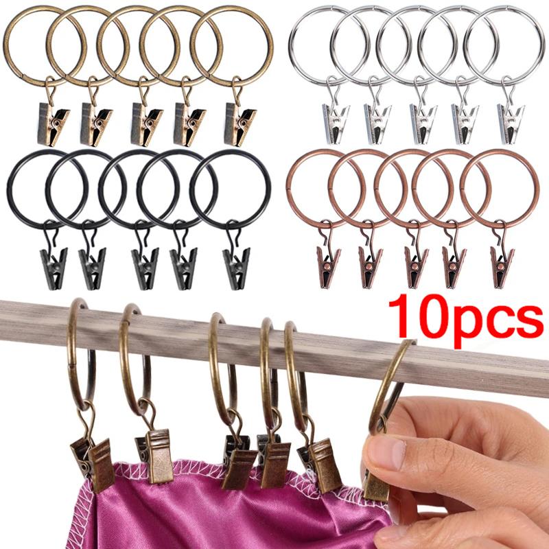 10 Stück Gardinenhaken Aufhängeclips Metallclip Rostfreie Gardinenstangen Aufhänger Geteilte Gardinenringe Schnallen Ösen Öse Haken