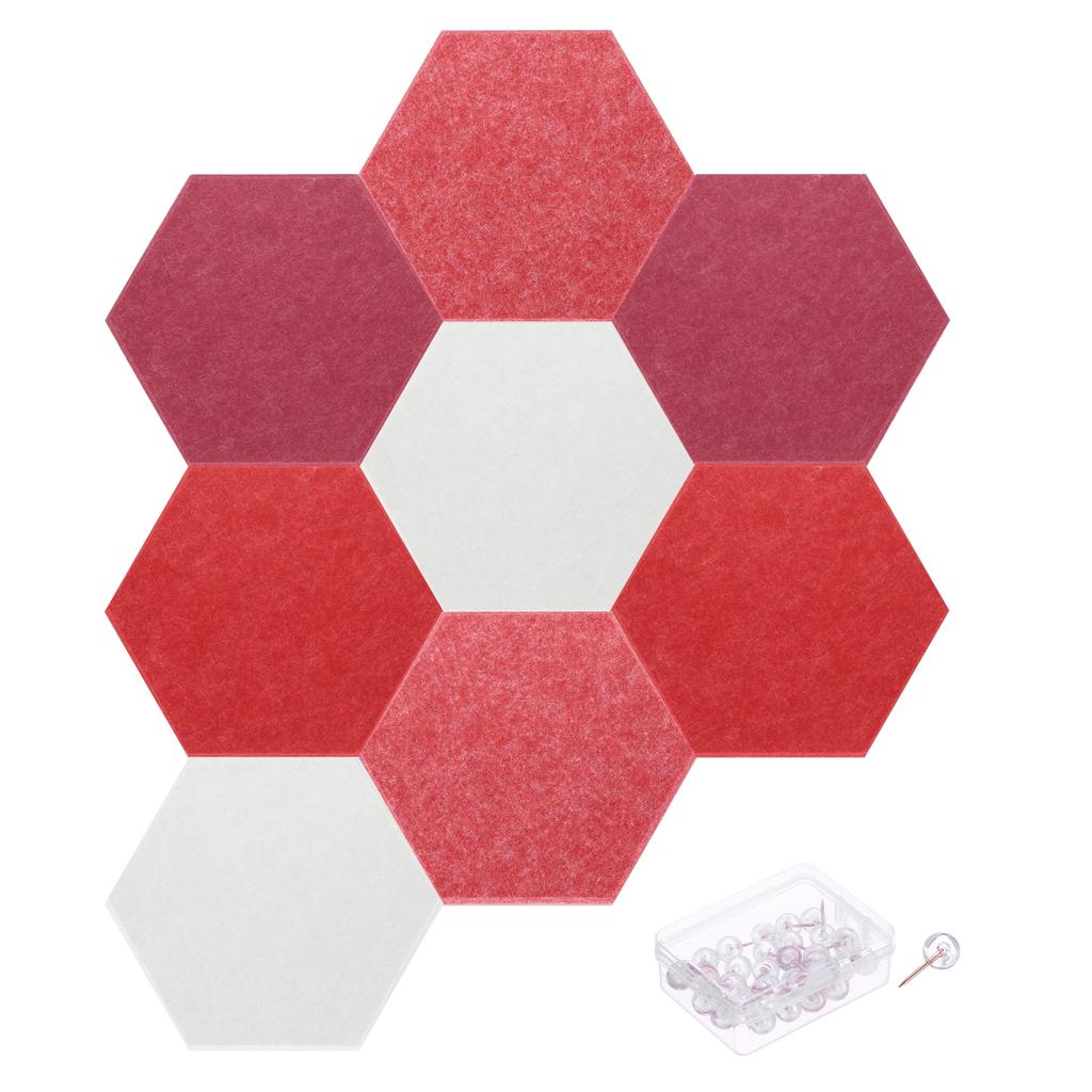 8Pc Hexagon Acoustic Panels 30x26cm B1 Fireproof Soundproof Foam Panels with 30 Push Pins for Wall Decoration Home Studio Office