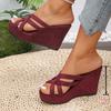 Roman Cross Strap Wedges Sandals Women 2025 Summer Thick Sole Non Slip Slippers Plus Size Comfort Chunky Platform Beach Shoes