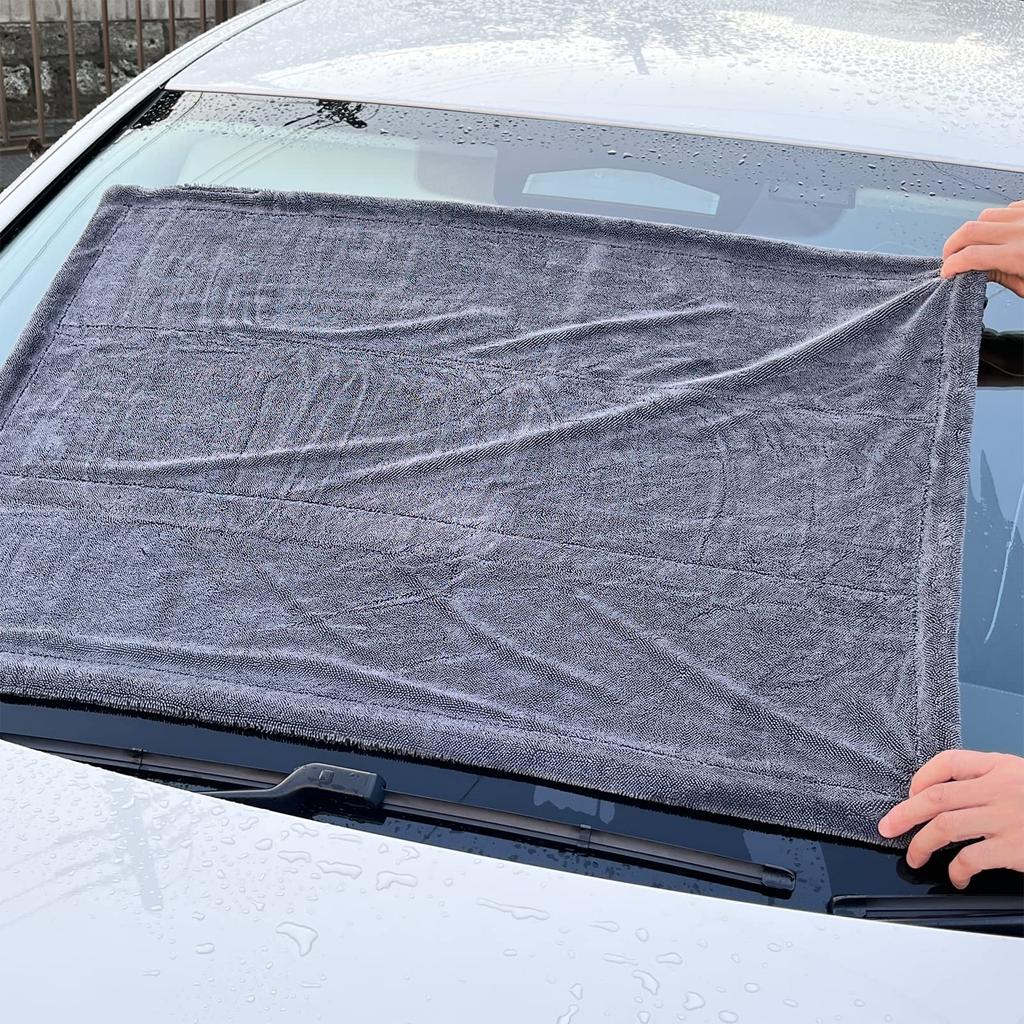 SHSCLY Microfiber Car Wash Super Absorbent Dryer Can Be Used On Both Large 1 Piece Towel, Cloth, Sides, Thick, Gray, 90x60cm,