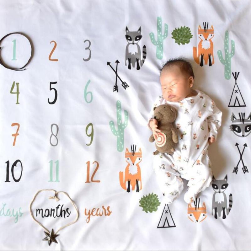 Hot! Baby Photography Cloth Newborn Baby Monthly Growth Milestone Blanket Photography Props Background
