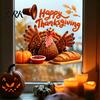 Easy Apply Window Paster Autumn Thanksgiving Turkey Static Sticker, Decorative Removable PVC Decals, Fall Holiday Home Decor Harvest Theme Wall Clings