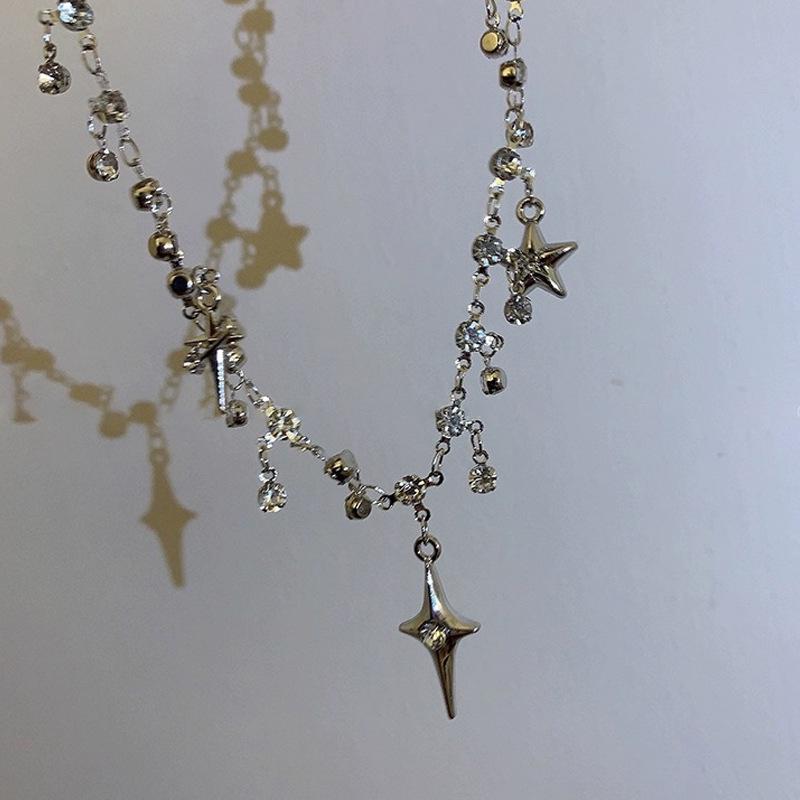 Kpop Star Pendent Necklace for Women Punk Simple Zircon Tassel Clavicle Chain Choker Elegent Party Gift Jewelry Girl