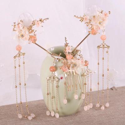 Hanfu Jewelry Tassel Step Shake Hairpin In Ancient Style with Girls' Circled Hair In Ancient Fashion Hair Accessories Hair Crown