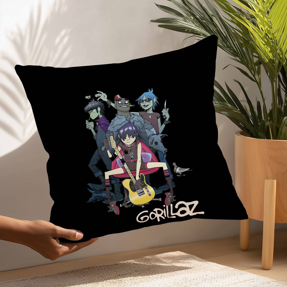 Band G-Gorillaz Music Pillow Case Square Double‑Sided Print Cushion Case For Sofa Home Bedchamber Decor Gift