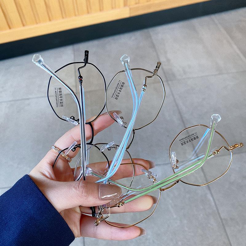 New Stylish Women'S Glasses Frame Polygon Shape Anti Blue Light Eyeglass Frames Creative Design Computer Glass