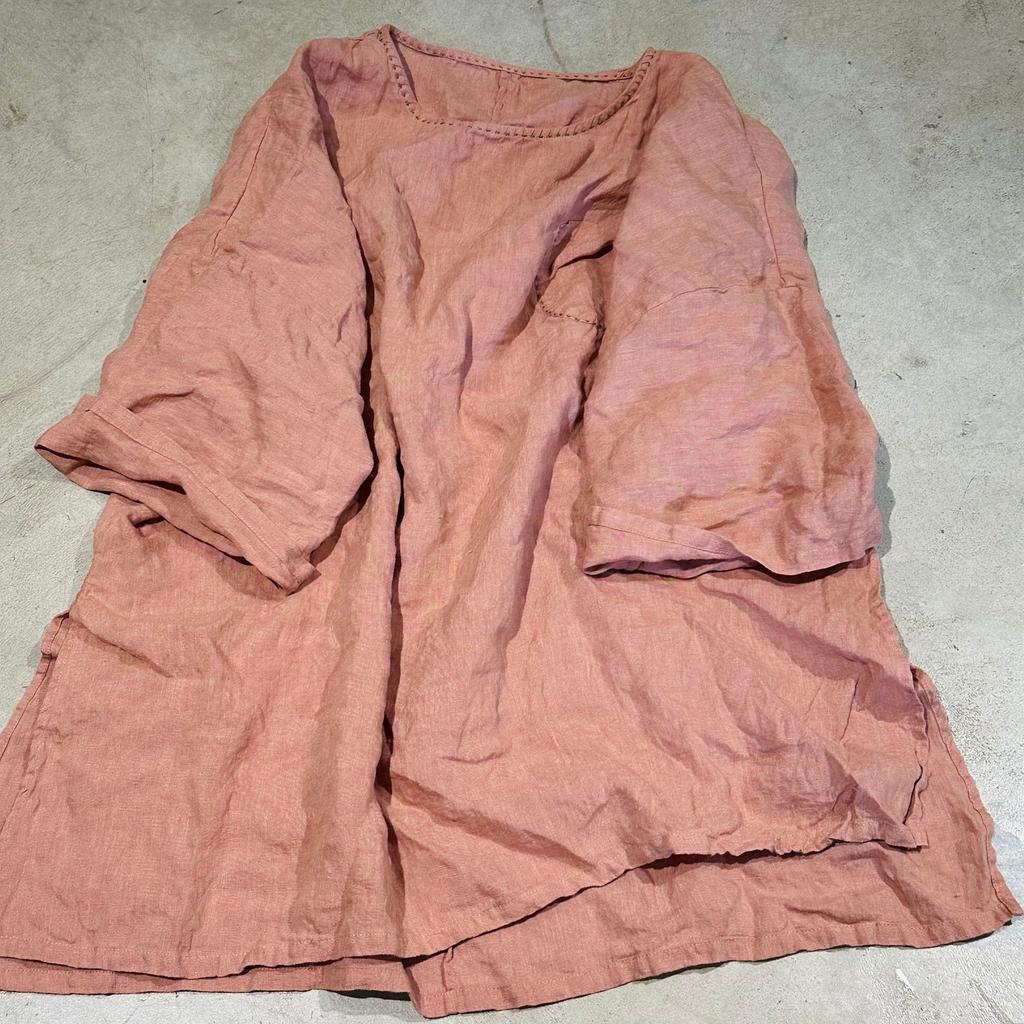 Johnature Women Vintage  T-Shirts Irregular Length Solid Color Autumn O-Neck Long Sleeve Loose T-Shirts