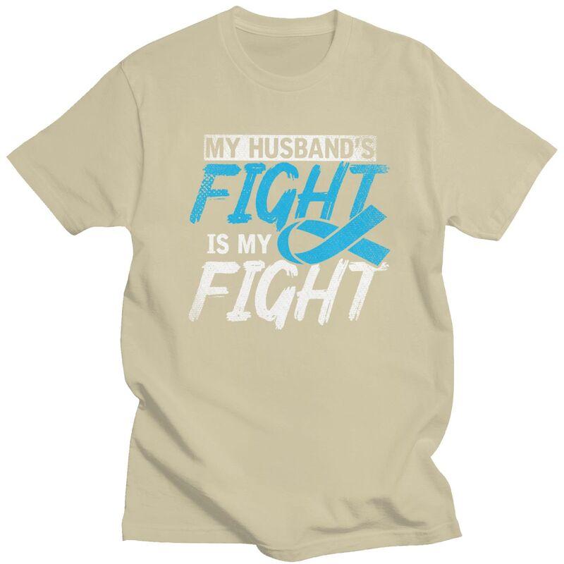 My Husbands Fight Is My Fight Prostate Cancer Awareness T Shirt Short Sleeves Graphic Clothing Loose Fit 100 Cotton Tee Tops