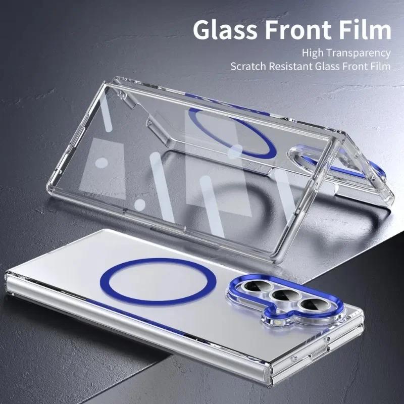 Ultra Transparent Magsafe Wireless Charge Phone Case For Samsung Galaxy Z Fold 7 6 5 4 3 5G Screen Protect Hard Shockproof Cover