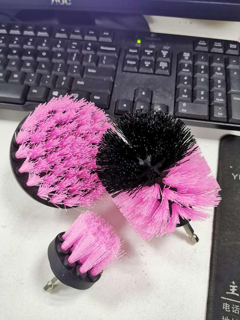 2/3.5/4'' Brosse à récurer électrique Tige d'extension de perceuse Nettoyant tout usage Outil de brosse de détail de voiture Ensemble de brosses de jante Nettoyage de voiture