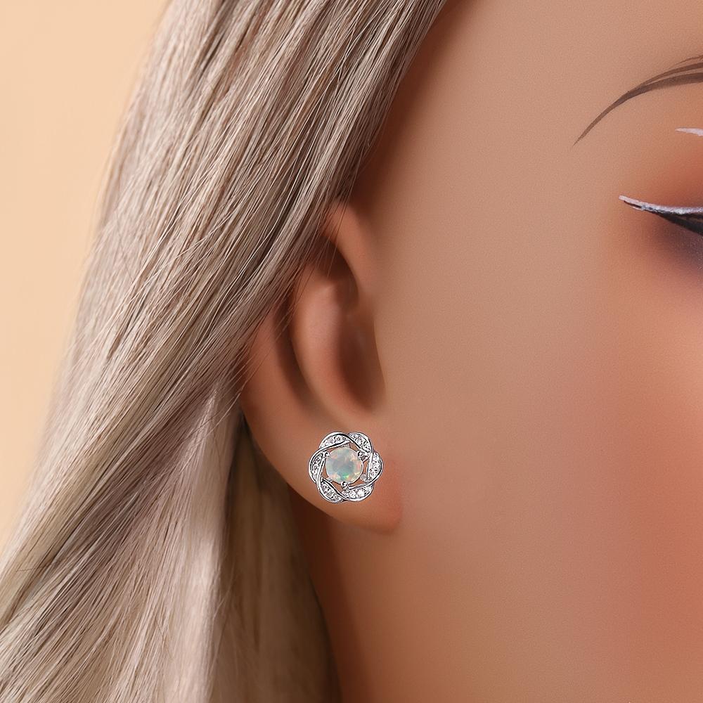 Flower shape design Women's Earrings  Natural round 5.0mm ethiopia opal"lucky stone" 925 sterling silver Fine Jewelry party gifts