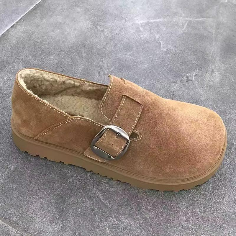 Suede Flats Women Snow Boots Short Plush Cotton Casual Shoes 2025 Trend Designer Walking Warm Non-slip Winter Botas De Mujer