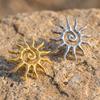 Unique Sun-shaped Flower Earrings Hollow Out Light Luxury Vintage Bohemian Earrings Elegant Stainless Steel Metal Stud Earrings