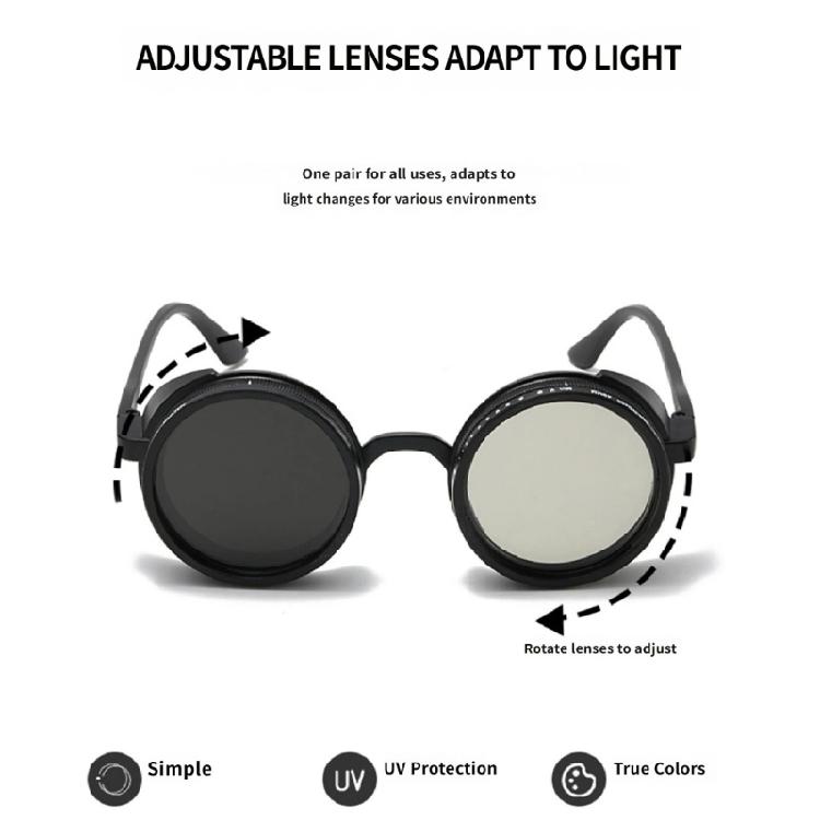 Unisex Retro Manual Dimming Sunglasses ND Adjustable Design Outdoor PC Frame Comfortable Fit