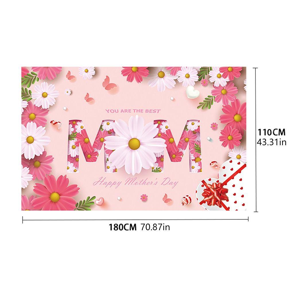 Pink Happy Mother’s Day Backdrop Flower Butterfly Flower Hanging Background  Home Party Decor