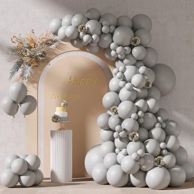 87Pcs,Gray Latex Balloon Set, Wedding,Birthday,Anniversary, Graduation, Festival, Celebration, Indoor, Party Decoration Supplies