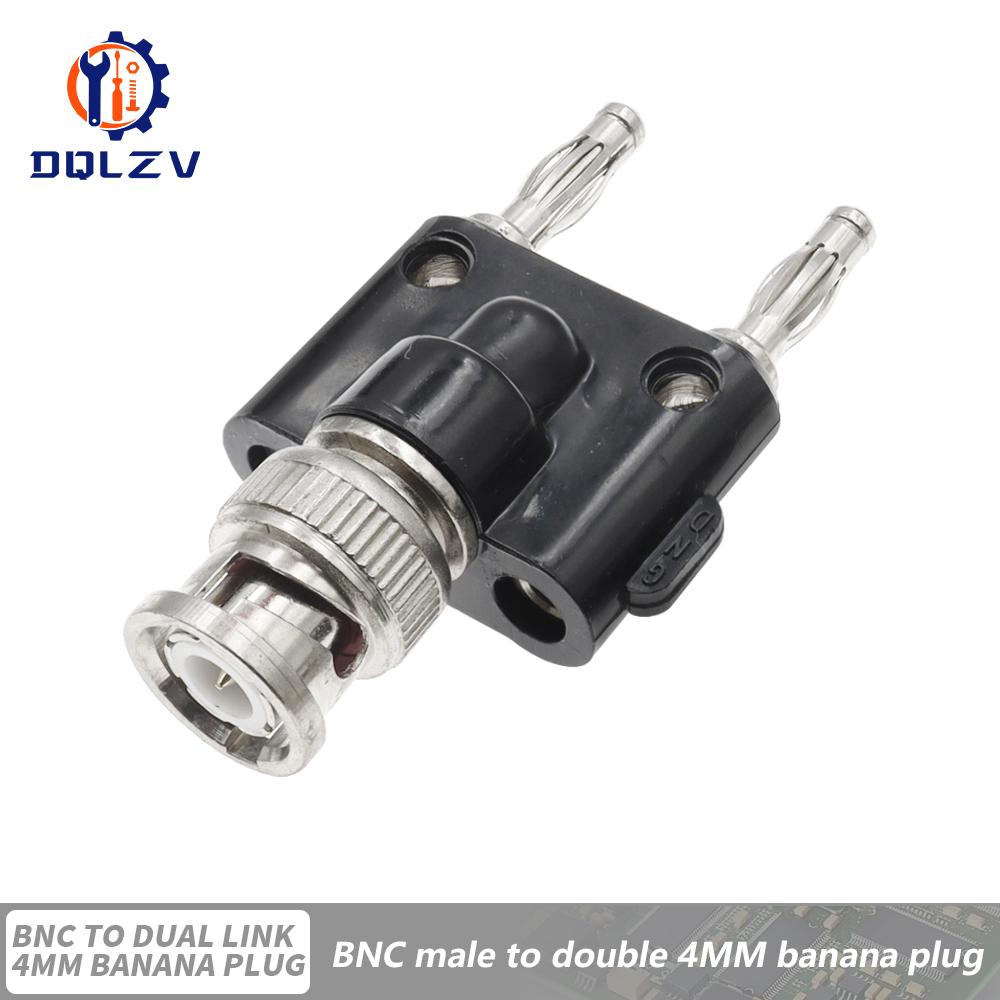 1PCS BNC to Two Dual 4mm Banana Male Female Jack Coaxial connector RF Adapter