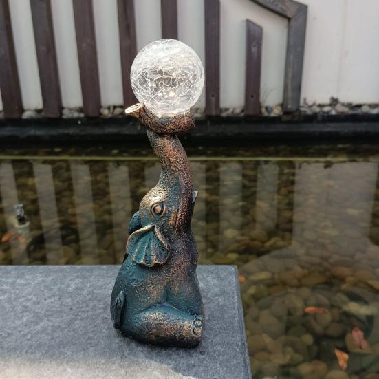 Yousheng Solar Elephant Lamp Garden Elephant Statue with LED Light Outdoor Elephant Figurine with Lighted Ball for Courtyard Patio Balcony Decor