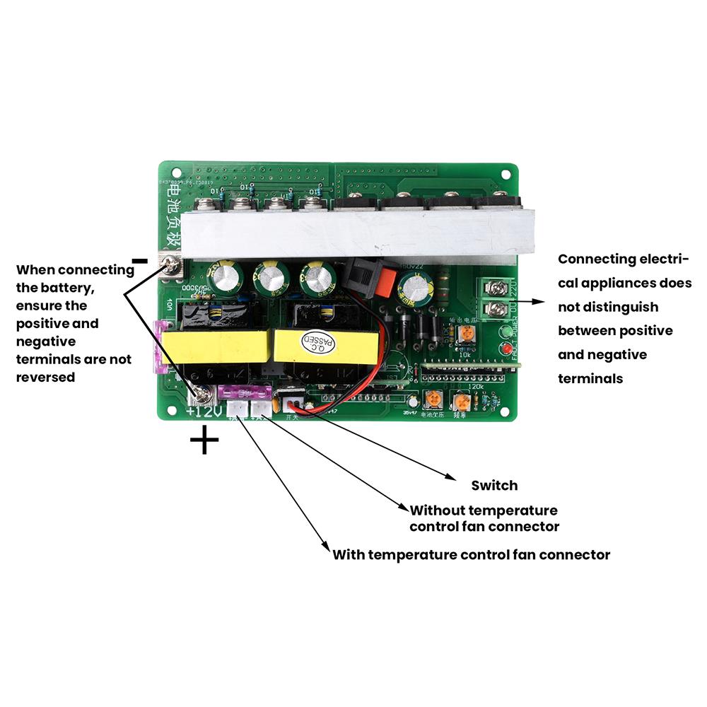DC12V-14.5V to AC220V Step-Up Transformer 500W Inverter Circuit Board Boost Converter Reserved Temperature Control Fan Interface