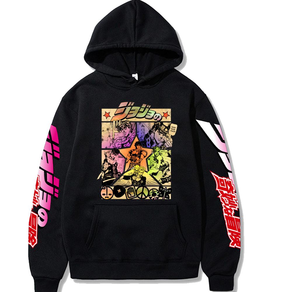 

2021 Harajuku JOJO s Bizarre Adventure Unisex Hoodies Japanese Anime JOJO Printed Men s Hoodie Streetwear Casual Sweatshirts 3XL