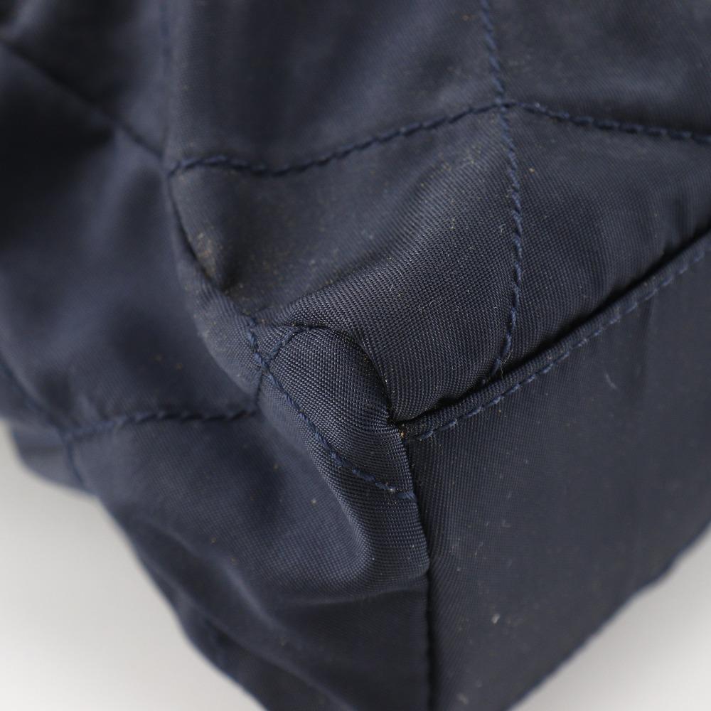PRADA ChainShoulder Shoulder Bag quilting Navy blue Nylon Women Used