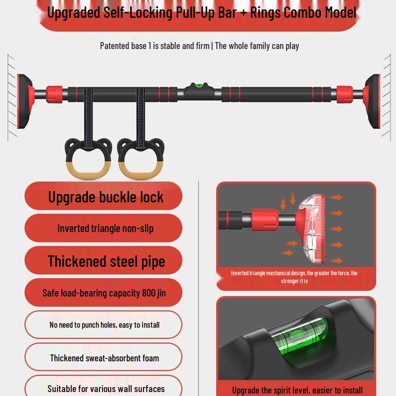 No-Drill Adjustable Home Pull-Up Bar 96-130cm