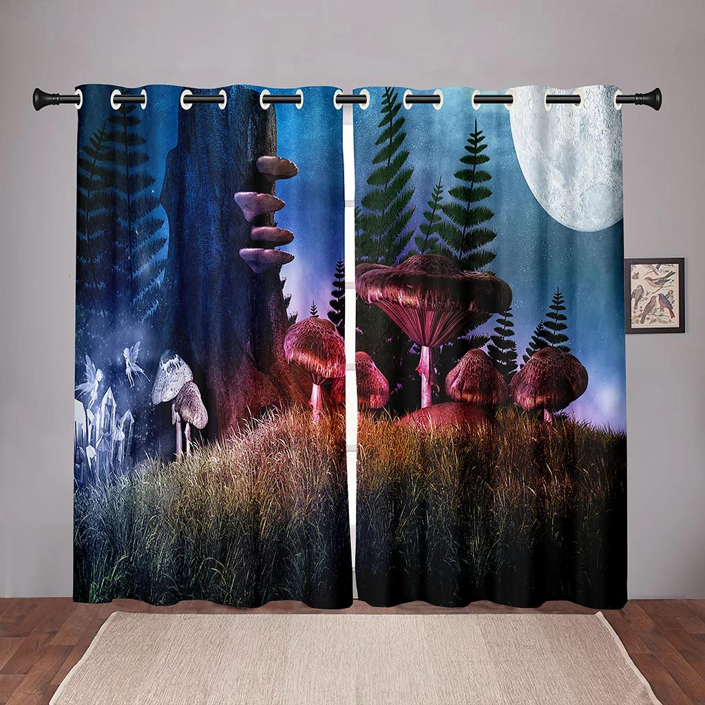 Nature Mushroom ForestDreamy Blackout Window Curtain for Bedroom Living Room Bathroom Kicthen Door Hall High Shading New Fashion