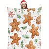 1pc Gingerbread Pattern Printed Blanket Polyester Fabric Machine Washable Suitable for Bedroom and Living Room Decoration