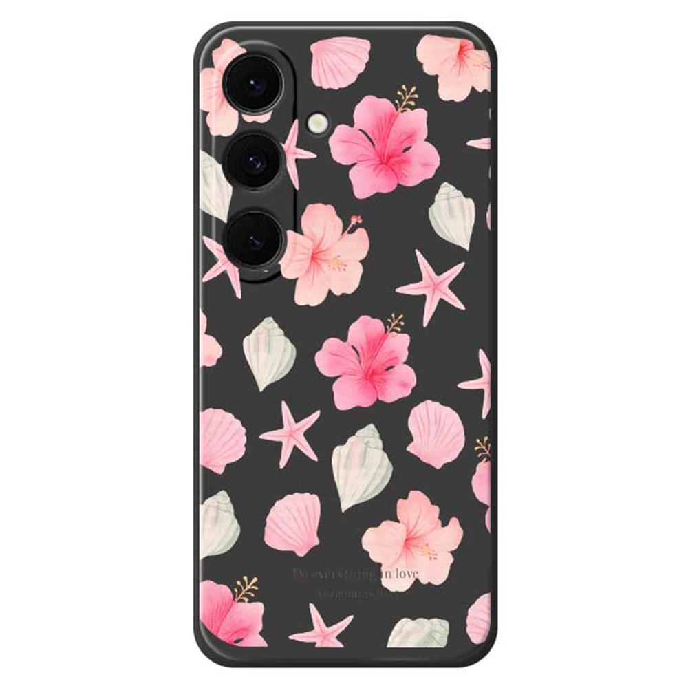 Für Samsung Galaxy S25 FE Hülle Schale Pfirsichblütenmuster Druck Gerade Kante TPU Handy-Rückseite