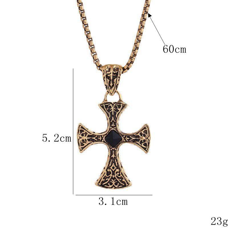 European and American New Fashionable Cross Pendant Necklace Electroplated Hip-hop Retro Style Necklace