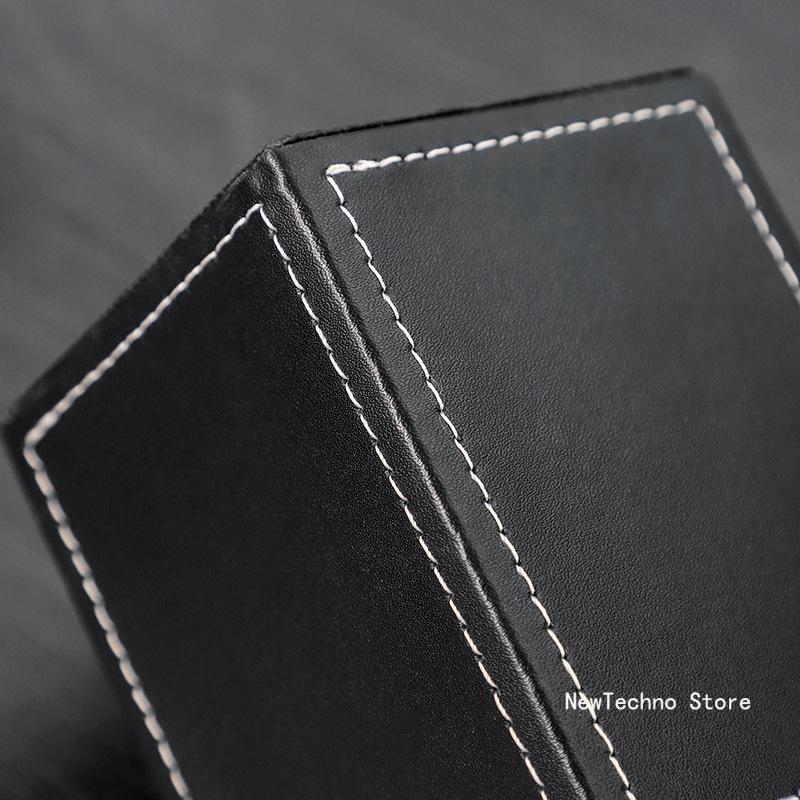 Portapenne in Pelle Creativo Cancelleria Studente Ufficio Semplice Astuccio Quadrato Organizer da Scrivania Nero Business