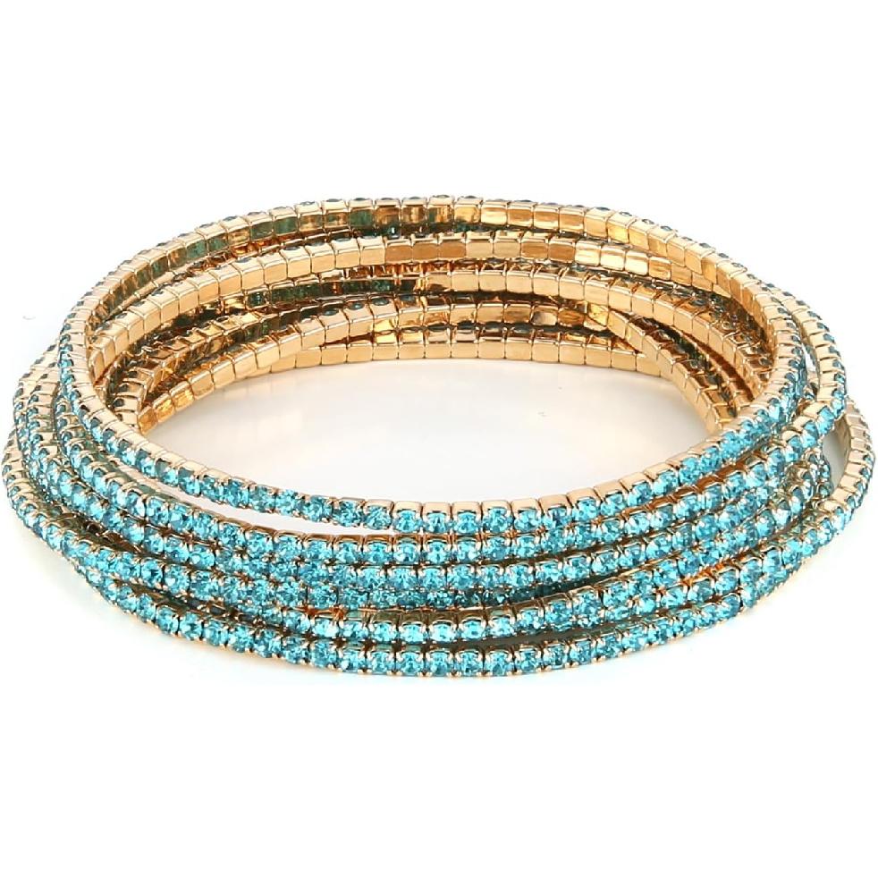HZMAN 10 Pcs Tennis Stretch Bracelets Set for Women