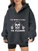 2025 new European and American Halloween women's hooded sweater front and rear pattern winter fleece loose casual
