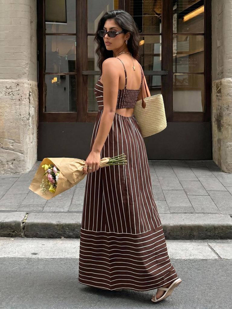 Maxi Abiti Estivi da Donna 2026 Spalline Sottili Boho Floreale a Righe Ospite Matrimonio Vacanza al Mare Abito Lungo Svasato
