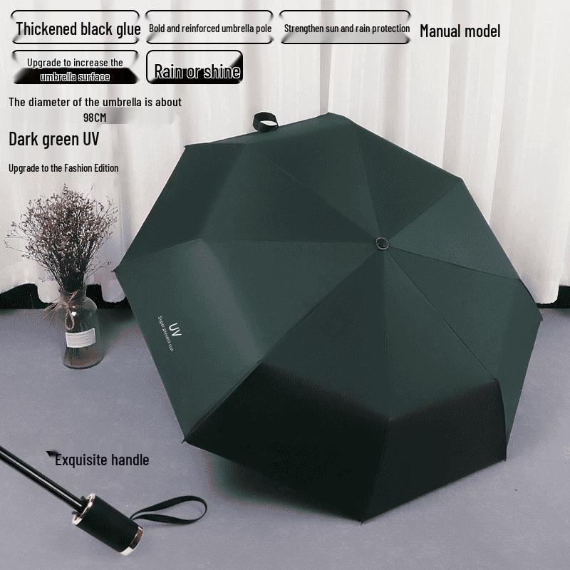 Vindtät Dubbelanvändning UV-skydd Parasoll: Svartlim Sol- eller Regnskärm, Kreativ Design för Män & Kvinnor, Studentvänlig Dubbelvikbar