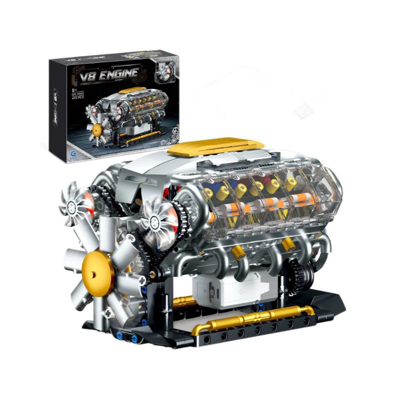 Gaoshan 3053 V8 Engine Electric Turbocharged Lego-Compatible Toy Bricks