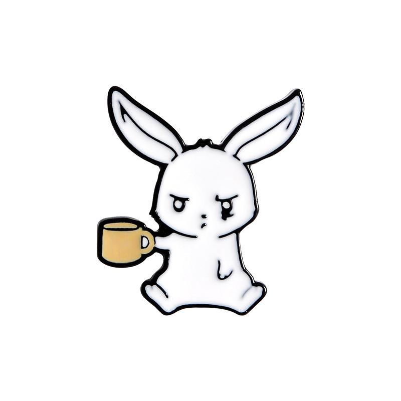 Funny And Cute Little White Rabbit  Brooch Exquisite Fashion Animal Badge Men And Women Backpack Sweater Accessories Jewel