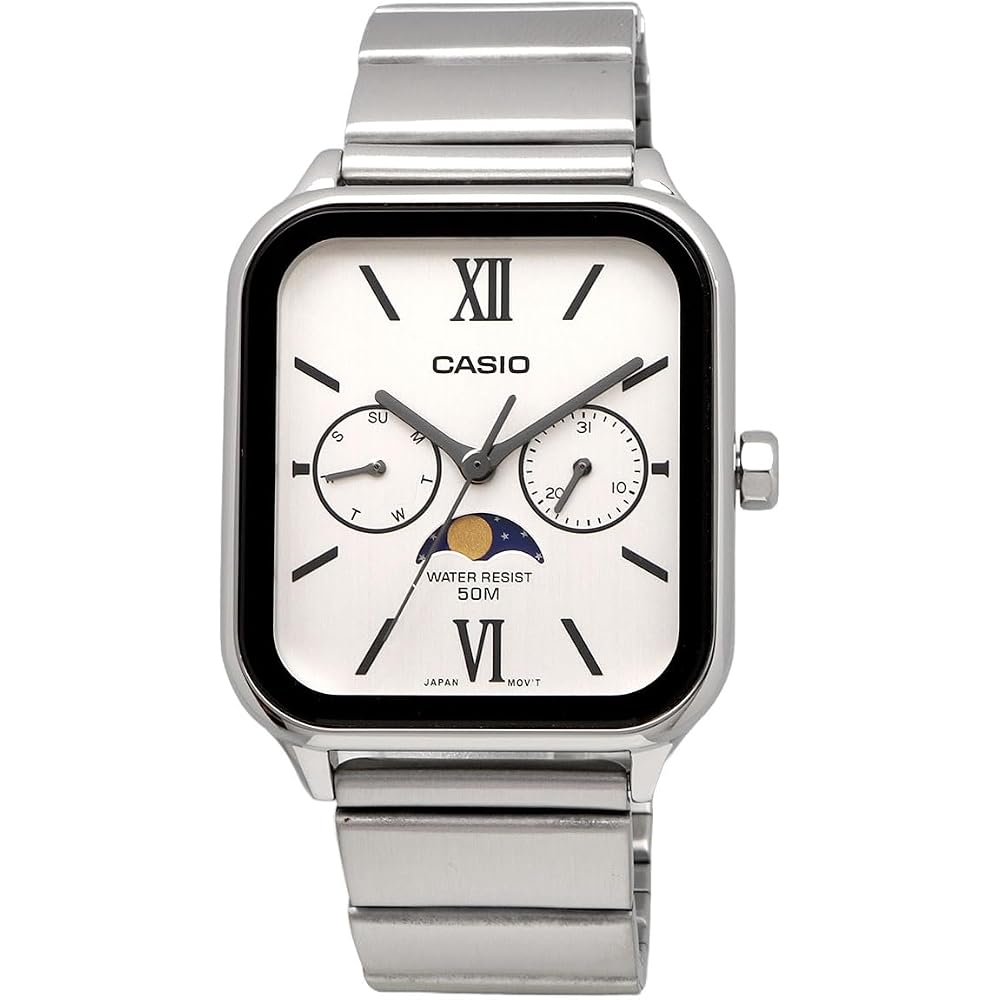 Casio CASIO Standard Moon Phase Analog Men's Watch MTP-M305D-7A2V Metal Band Silver (Overseas Model) [Parallel Import]