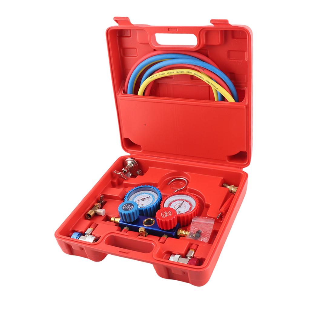 R134a Air Conditioner A C Manifold Gauge Set with 5ft Charging Hose Tool