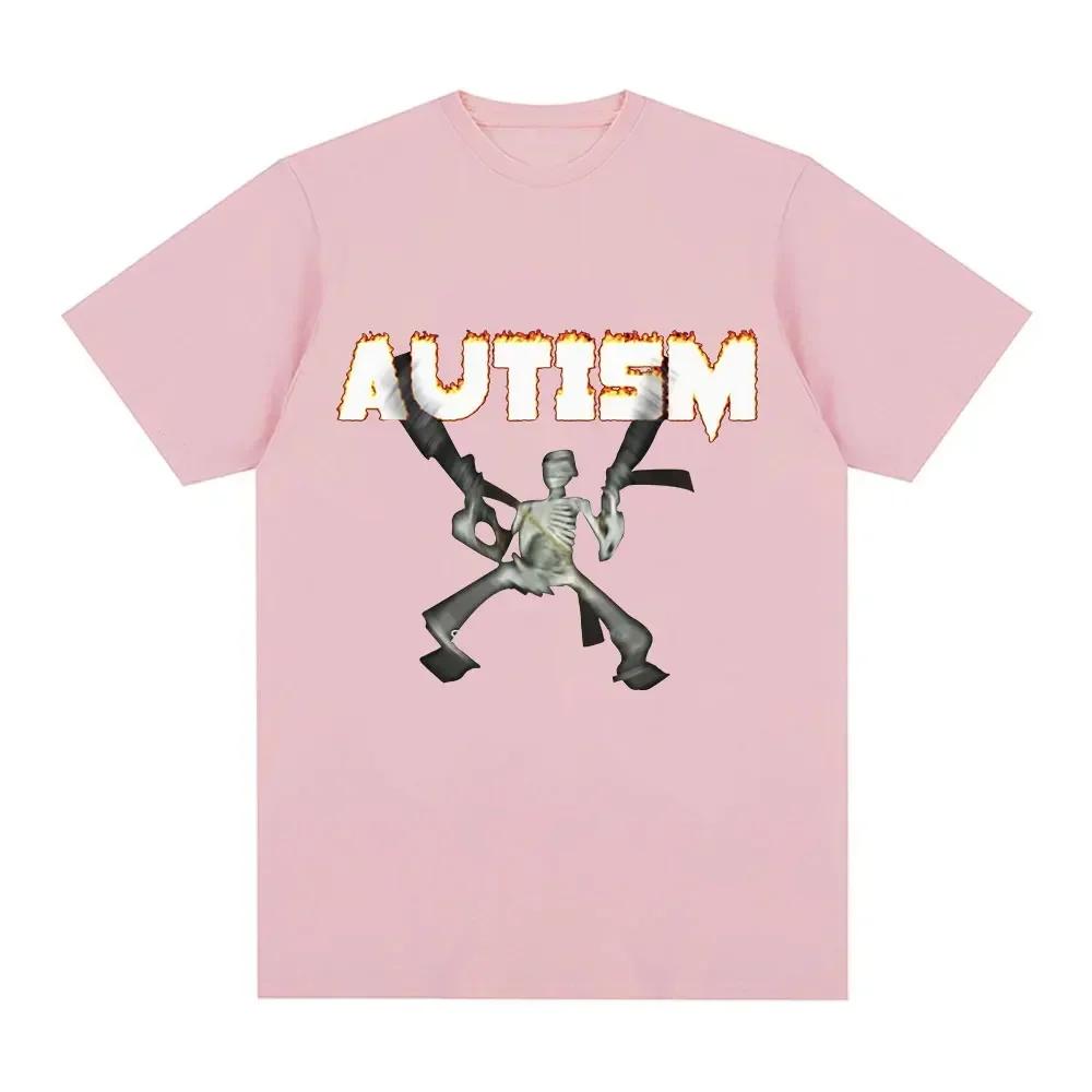 Autismus Skelett Meme T-Shirt Humor Lustiger Schädel Damen Mode Hip Hop T-Shirt Lässige Baumwolle Kurzarm T-Shirts